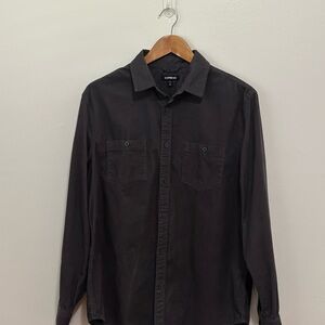 Express Dark Gray Casual Button Down Shirt
